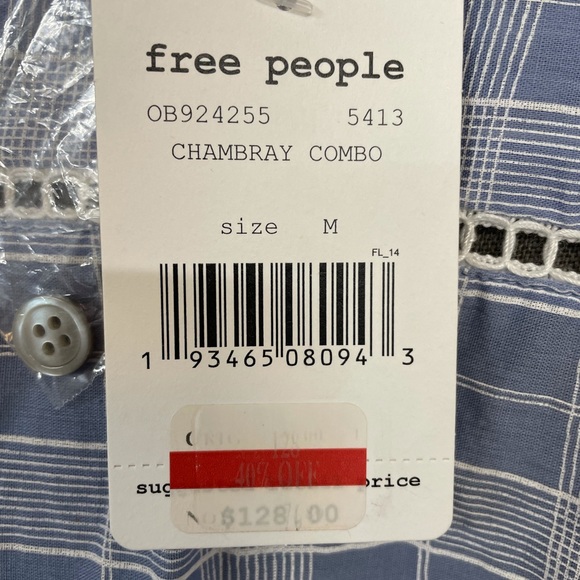COPY - Free people chambray top size medium - Picture 3 of 5